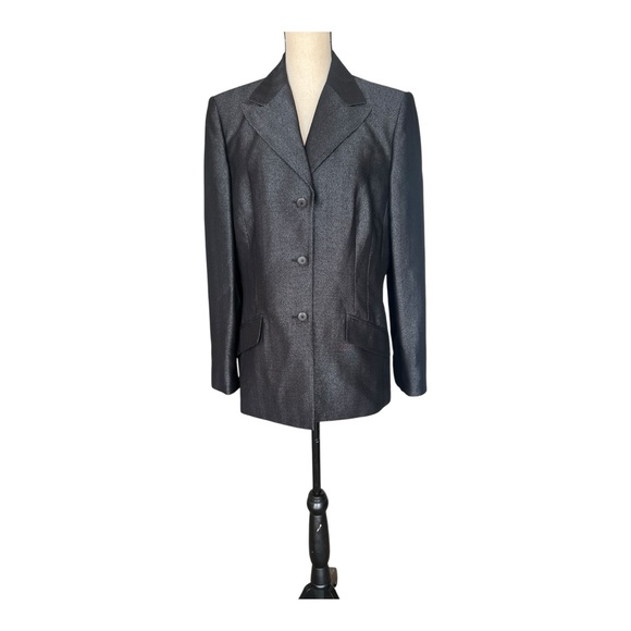 Le Suit Shimmering Black Blazer Size 14 - Picture 1 of 7